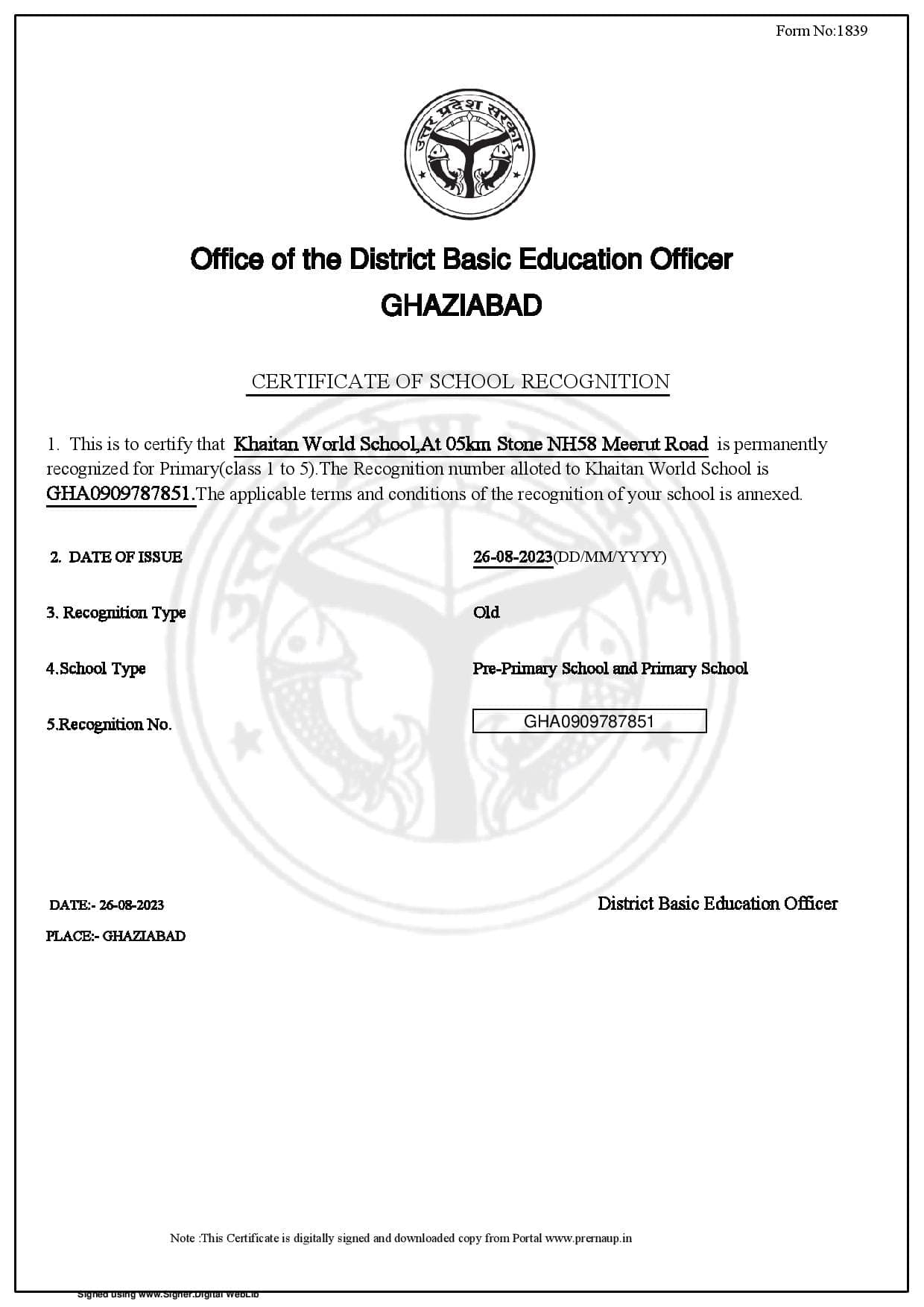 BSA / RTE Recognition — page 1 of 2