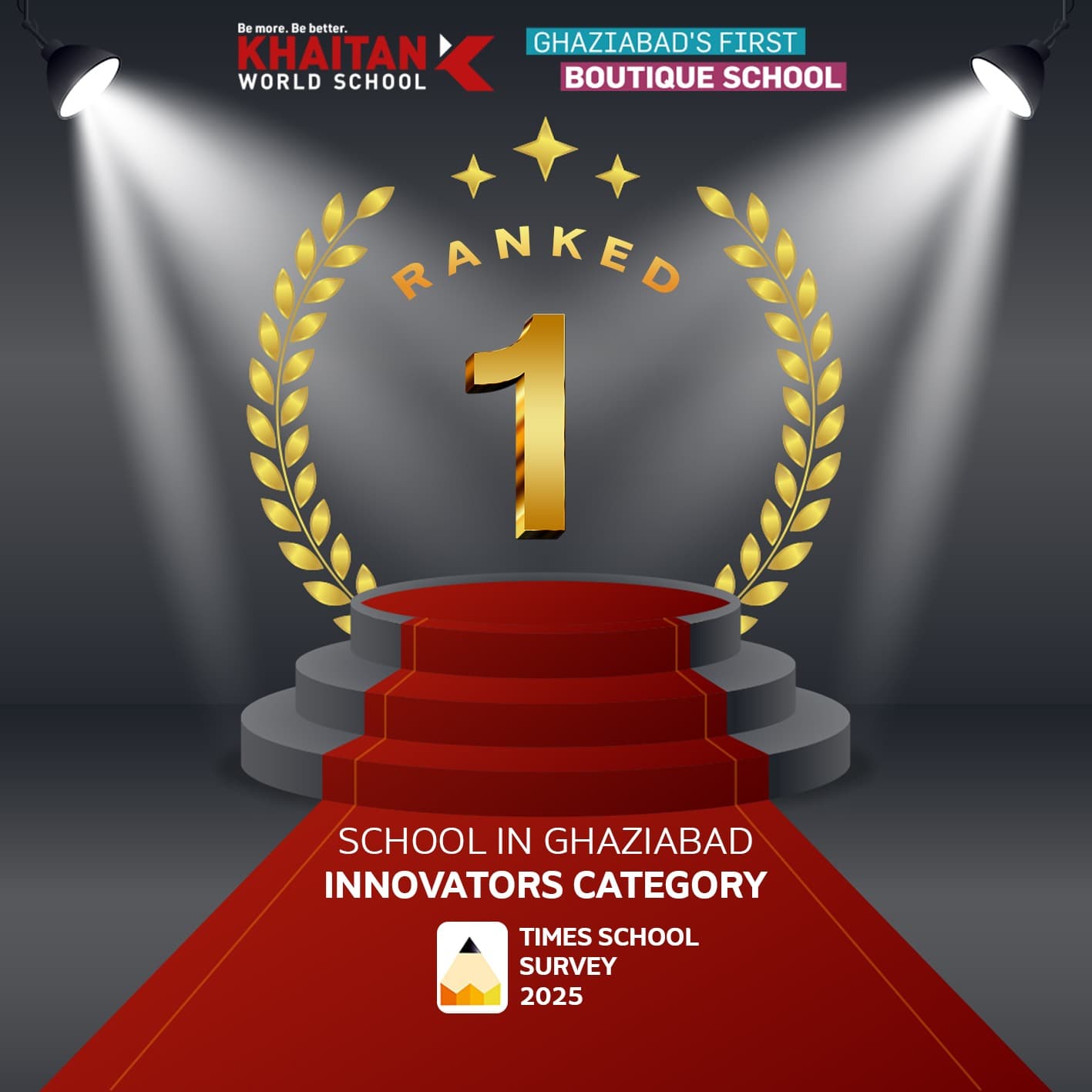 Khaitan World School ranked #1 in the Times School Survey, Innovators Category