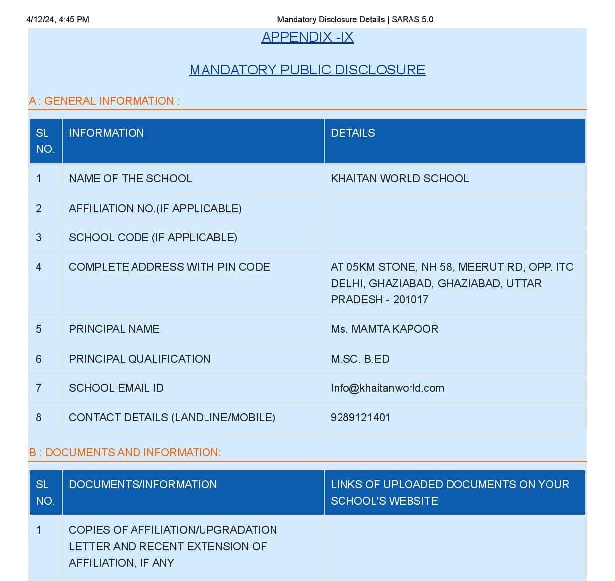 Mandatory Public Disclosure — page 1 of 18